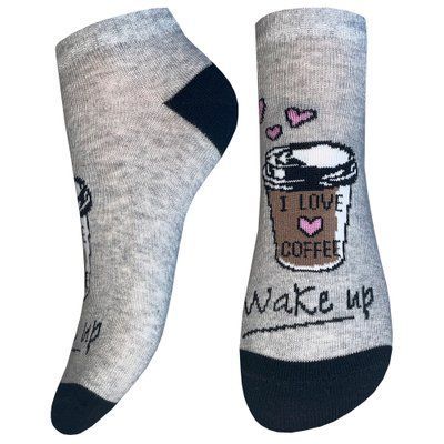 Шкарпетки жіночі &ldquo;I Love Coffee&rdquo; 5446 5446&nbsp;0023&nbsp;6402 срібло меланж фото