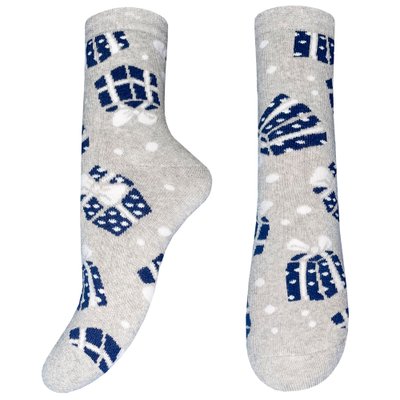 Шкарпетки жіночі 5442 новорічні срібло меланж / маріне 5442 0023 6402 фото